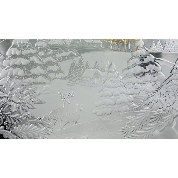 Mikasa Winter Dreams Frosted Canape Tray 17 3/4” Serving Thick Plate Vintage - Picture 4 of 16